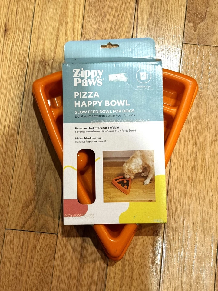 Zippy Paws Pizza Happy Bowl Slow Feeder For Dogs Holds up to 4 cups Orange 12.5" - Image 1 of 3