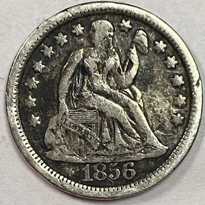 1856 Large Date Seated Liberty Silver Dime Very Fine VF Coin #18394 - Picture 1 of 3