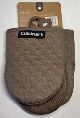 CUISINART MINI GUANTES HORNO (2) MARRÓN 100% ALGODÓN SILICONA NUEVO CON ETIQUETAS Foto 1 de 2