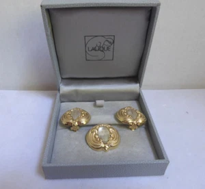Authentic Rare Vintage Lalique Frosted Glass Ladies Faces Earrings & Pendant Set - Picture 1 of 12