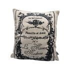 Thro By Marlo Lorenz French Wording Pillow Canvas Beige Black Removable Pillow