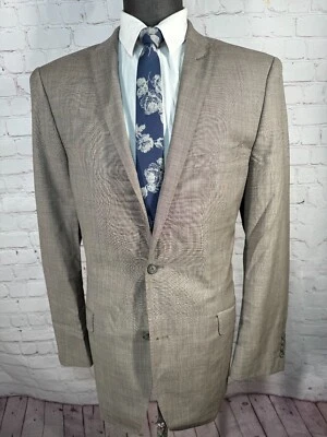 BACHRACH Mens Brown ATHLETIC FIT Wool 2 Button Sport Coat Blazer Jacket 44L - Image 1 of 4