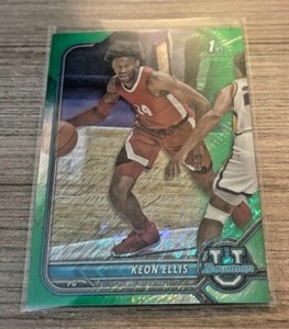 2021-22 Bowman University Keon Ellis Green Shimmer Refractor /99 1st #75