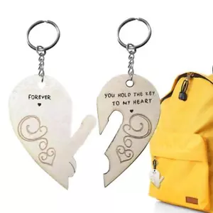Portachiavi coppia cuore in legno Sua Sua Sua Sua - regalo romantico San Valentino - Foto 1 di 10