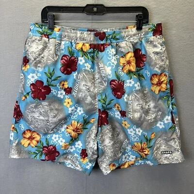 Chaps Ralph Lauren 泳裤男式 L 码热带夏威夷蓝色花卉阿罗哈 — 第 1/4 张图片