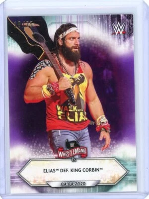 2021 Topps WWE Elias Def. King Corbin Purple Parallel # 18/25 SSP - Image 1 of 2