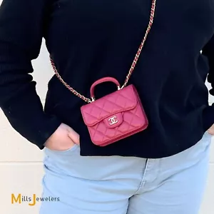 Chanel Deep Pink Lambskin Flap Coin Purse Crossbody Bag 2021 - Picture 1 of 14