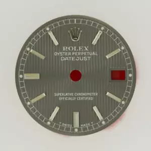 Originale Rolex Lady Date 26 mm 6916, 69174 quadrante bastone arazzo grigio S/S #A52 - Foto 1 di 8