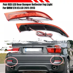 2x Rear Bumper Left&Right Fog Reflector Lights For BMW X5 E70 LCI 2011-2013 RED - Picture 1 of 9