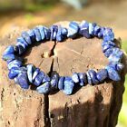 Natural Lapis Lazuli Stone Chip Bracelet Blue Gemstone Stretch Healing Bracelet
