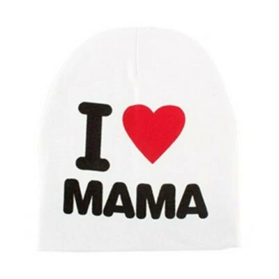 cappello berretto I LOVE MAMA io amo la mamma Bianco bambino bambina neonato  - Immagine 1 di 3