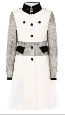 Chaqueta gabardina Karen Millen talla 8-10 negra blanca doble botonadura PVP $600 Foto 1 de 4