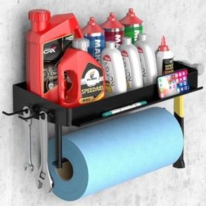Garage Paper Towel Holder with Shelf, One Hand Tear, 12 inch Shop Paper Towel... - Picture 1 of 6