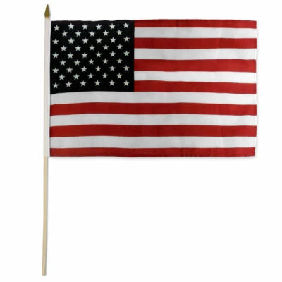TRADE WINDS 12x18 USA Flag American Flag Stick Flag 12" x 18" Stick Flag with Staff USA SHIP