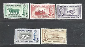 FALKLAND ISLANDS STAMPS SHORT SET (NH&HINGED) FROM 1952 #107-110 NH #113 HINGED. - Picture 1 of 2