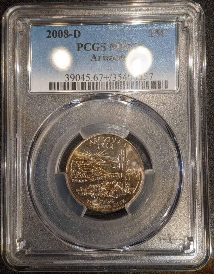 2008-d PCGS MS-67+ Arizona Washington State Quarter Another Tough Nice Coin Plus - Image 1 of 2