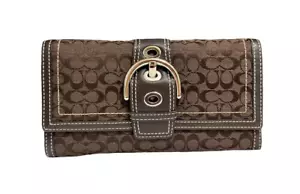 Cartera Coach Signature vintage de lona marrón y cuero con hebilla - Imagen 1 de 4