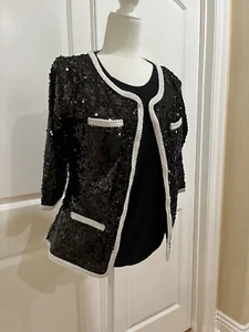 IMAN (NWT) Women’s Black Sequin Jacket. Size S - Picture 1 of 6