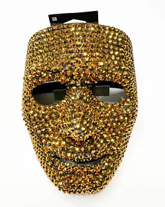 Gold Rhinestone Bling Blank Adult Face Mask Costume Accessory NEW - Picture 1 of 1
