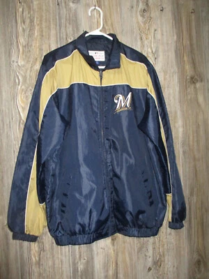 Milwaukee Brewers Men’s Jacket Navy Blue Gold Size Large - Image 1 of 4