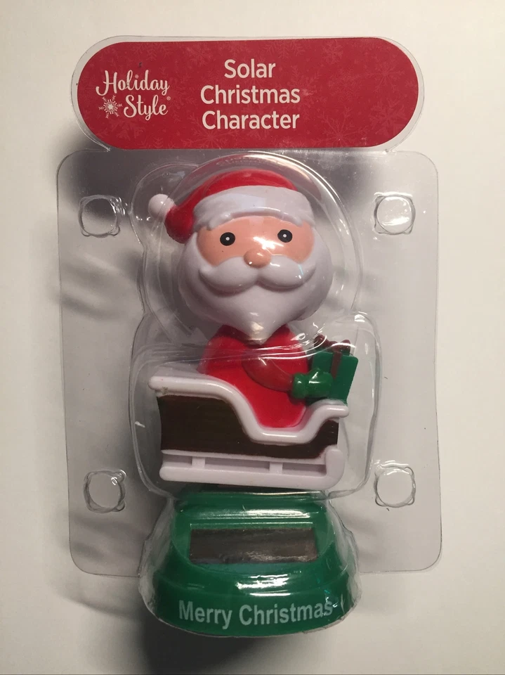 Holiday Style Solar Christmas Character Bobble Santa on Sleigh