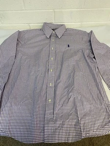 Ralph Lauren Herren Gr. Large blau rosa weiß kariert langarmiges Kleid schmale Passform - Bild 1 von 6