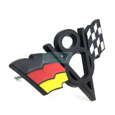 V8 Germany Flag Black Chrome Front Grille Grill Emblem Badge For Mercedes-Benz - Image 1 of 4