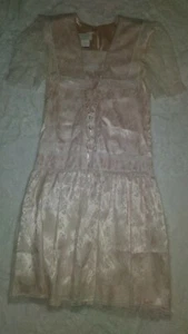 Vintage Gunne Sax Jessica McClintock Baby Pink Lining White Lace dress 9-10 - Picture 1 of 12