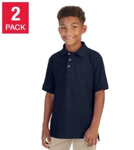 French Toast Youth Size Large (10-12) 2-pack Short Sleeve Polo, Navy Blue - Picture 1 of 2