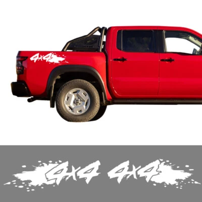 2 PIEZAS Pegatinas laterales gráficos de vinilo para cama de camioneta 4x4 calcomanía contra salpicaduras para Nissan Frontier Foto 1 de 4