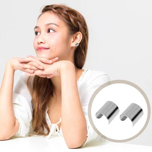2 piezas clips de oreja de acero inoxidable puños gruesos para hombre para mujer pendientes - Imagen 1 de 12