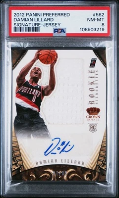 2012 Preferred: Signature Jersey #582 /99 Psa 8 Damian Lillard Rookie Patch Auto - Image 1 of 3