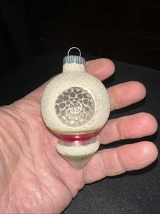 Vintage Shiny Brite Christmas Ornament Striped Double Indent Teardrop - Picture 1 of 6