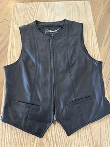 Gilet donna Oakwood classico in pelle nera taglia Med cerniera con 2 piccole tasche - Foto 1 di 6