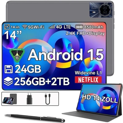 2025 14Zoll Tablet Android15 24GB +256GB Tablet 5G WiFi Pad 2SIM LTE Netflix Pad - Bild 1 von 4
