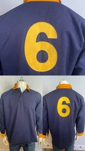 Vintage 80’s/90’s Nuttalls Sports Jersey Long Sleeve Cotton Navy Blue #6 Size L - Picture 1 of 10