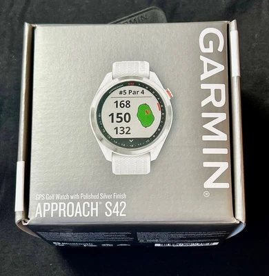 Garmin Approach S42 Golf GPS Smartwatch – White Band / Silver Bezel  - Image 1 of 3