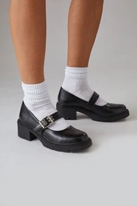 Faith Black Heeled Mary Janes Womens Daywear Heels - Picture 1 of 4