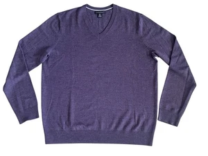 Banana Republic Sweater Mens XLT Purple V-Neck Extra Fine Merino Wool Pullover - Picture 1 of 13