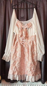 SHEIN KAWAII PASTEL PINK & WHITE LONG SLEEVE CHIFFON DRESS SIZE 4XL (UK 22-24) - Picture 1 of 5