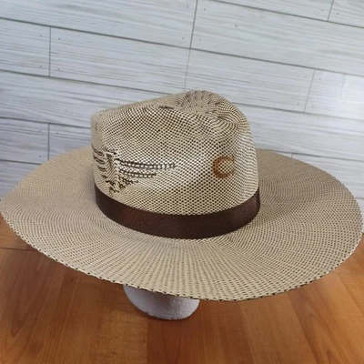 Charlie 1 Sombrero de Caballo Vaquero Ajustado Para Hombres Medio Tostado Marrón Paja Ventilado Ala Ancha Foto 1 de 4