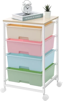 Carro utilitario con 4 cajones, carro de almacenamiento rodante con cajones, rodaje de almacenamiento Foto 1 de 4