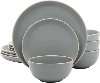 Rockaway 12-Piece Dinnerware Set Service for 4, Grey Matte - - Image 1 of 4