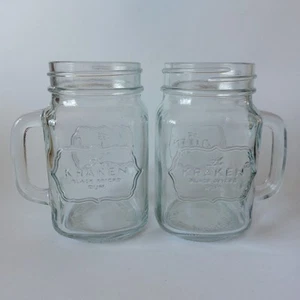 2 x KRAKEN Black Spiced Rum Heavy Glass Tankard Jar (Home Bar Pub Man Cave) - Picture 1 of 8