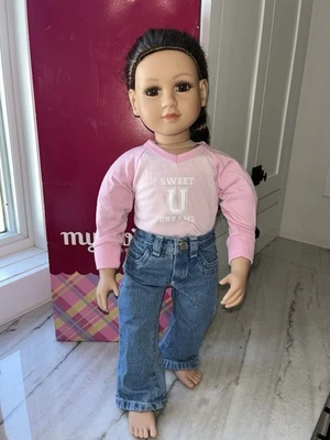 MY TWINN 23” Posable Doll Brown Eyes Long Brown Hair With Original Box & Clothes - Image 1 of 4