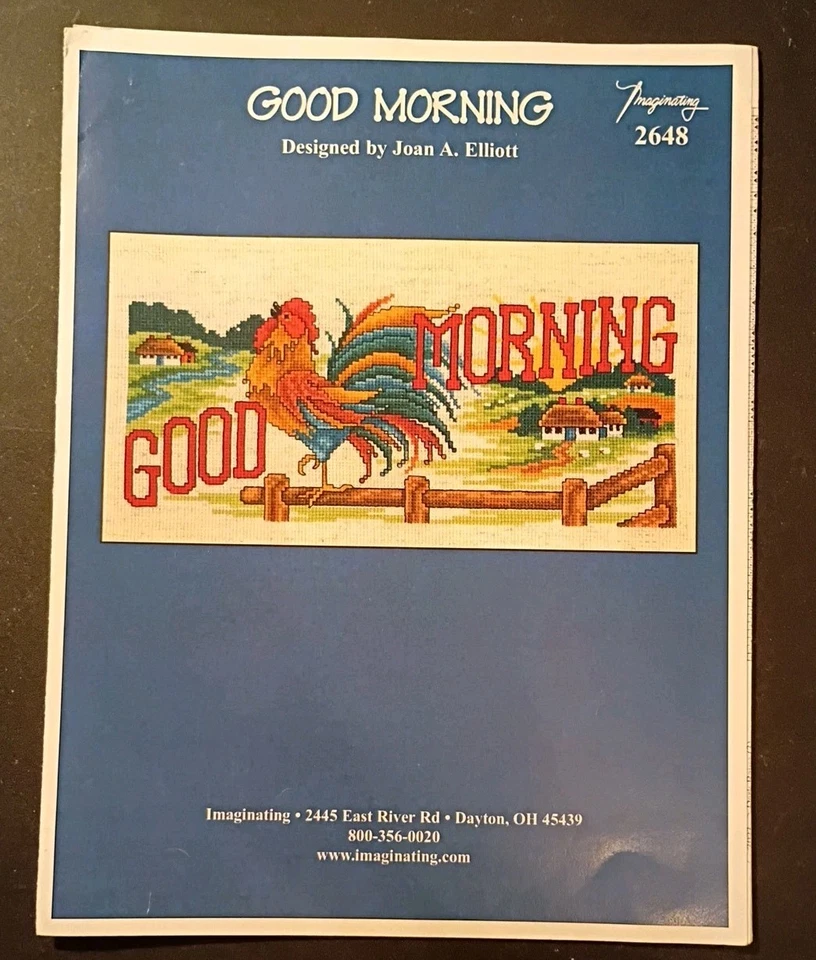 GOOD MORNING--Colorful Crowing Rooster--Farm--Counted Cross Stitch Pattern - Image 1 of 3