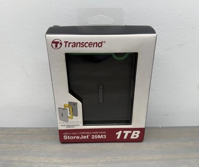 Transcend 1TB StoreJet 25M3 USB 3.1 Portable Hard Drive Anti-Shock Protection - Image 1 of 2