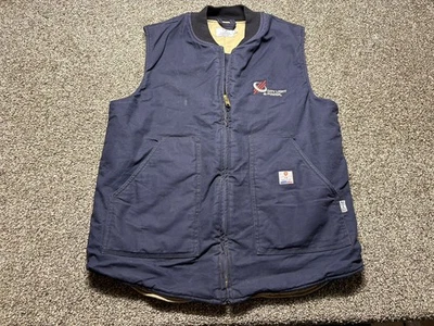 Tyndale FR Vest Mens Blue Large Full Zip Flame Resistant CAT4 USA Canvas Quilted - Image 1 of 4