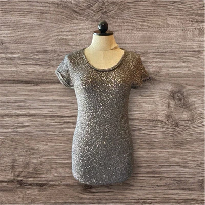 Camiseta gris manga corta Donna Karan Collection ribete seda cachemir talla M Foto 1 de 4