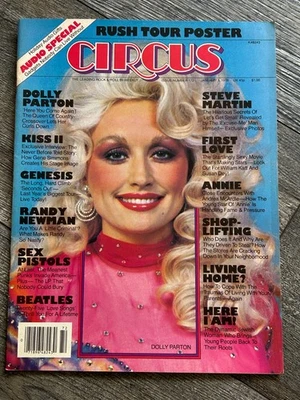 CIRCUS MAGAZINE 1978 Dolly Parton Vintage KISS Aucoin Rush Prog Poster Genesis B - Image 1 of 4